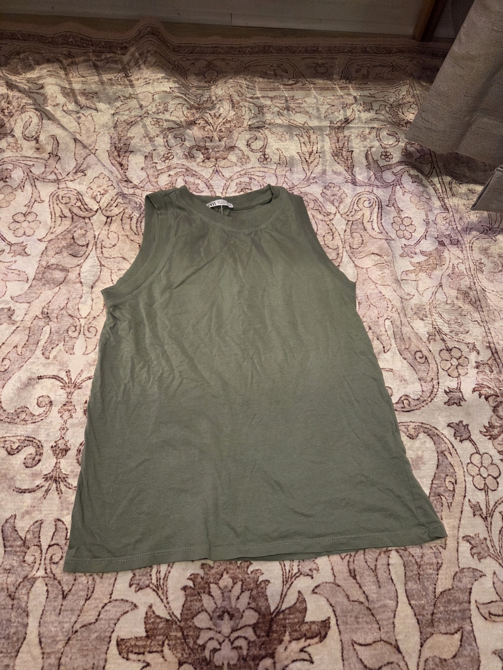 Zara Olive Green Crewneck Sleeveless Tank Top